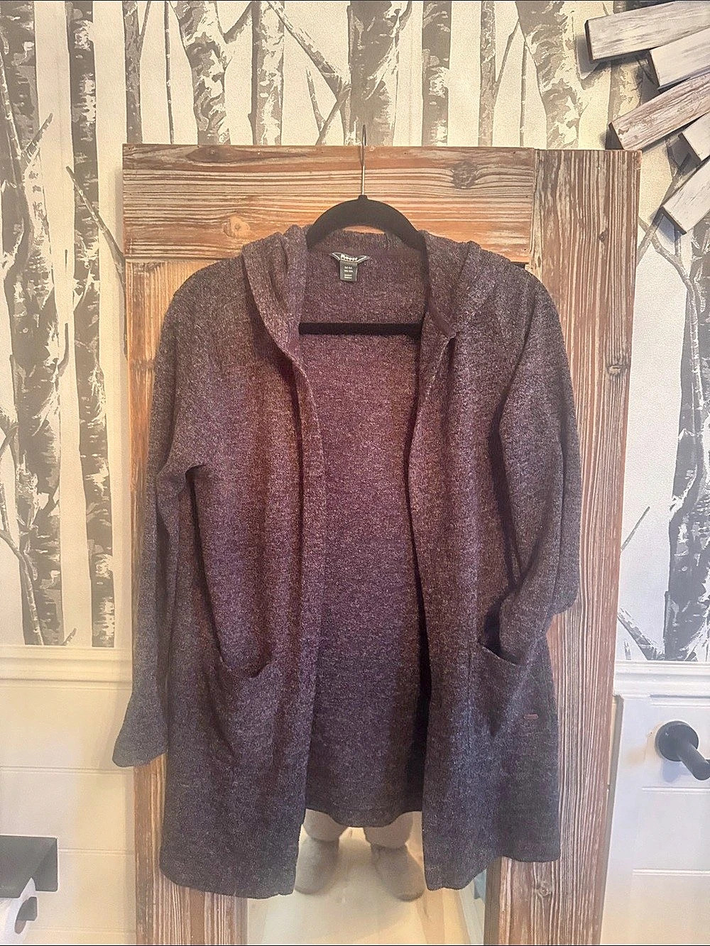 Roots Hooded Open Front Sweater in Purple Size Medium